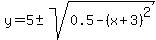 y=5%2B-+sqrt%280.5-%28x%2B3%29%5E2%29