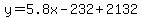 y=5.8x-232%2B2132