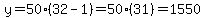 y=50%2832-1%29=50%2831%29=1550