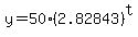 y=50%2A%282.82843%29%5Et
