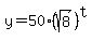 y=50%2A%28sqrt%288%29%29%5Et