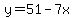 y=51-7x