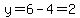 y=6-4=2