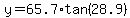 y=65.7%2Atan%2828.9%29