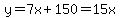 y=7x%2B150=15x