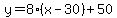 y=8%28x-30%29%2B50