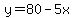 y=80-5x
