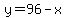y=96-x
