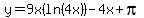 y=9x%28ln%284x%29%29-4x%2Bpi