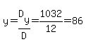 y=D%5By%5D%2FD=1032%2F12=86
