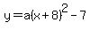 y=a%28x%2B8%29%5E2-7