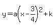 y=a%28x-3%2F4%29%5E2%2Bk