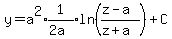 y=a%5E2%2Aexpr%281%2F%282a%29%29ln%28%28z-a%29%2F%28z%2Ba%29%29%2BC