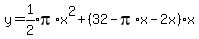 y=expr%281%2F2%29pi%2Ax%5E2%2B%2832-pi%2Ax-2x%29%2Ax