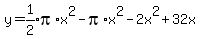 y=expr%281%2F2%29pi%2Ax%5E2-pi%2Ax%5E2-2x%5E2%2B32x