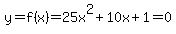 y=f%28x%29=25x%5E2%2B10x%2B1=0