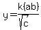 y=k%28ab%29%2F%28sqrt%28c%29%29