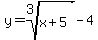 y=root%283%2Cx%2B5%29-4