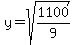 y=sqrt%281100%2F9%29