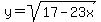 y=sqrt%2817-23x%29