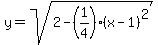 y=sqrt%282-%281%2F4%29%28x-1%29%5E2%29