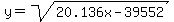 y=sqrt%2820.136x-39552%29