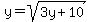 y=sqrt%283y%2B10%29