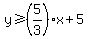 y%3E=%285%2F3%29x%2B5