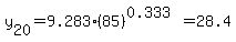 y%5B20%5D=9.283%2885%29%5E%280.333%29=28.4