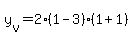 y%5Bv%5D+=+2%281-3%29%281%2B1%29