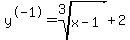y%5E-1=root%283%2Cx-1%29%2B2