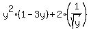 y%5E2%281+-+3y%29+%2B+2%281%2Fsqrt%28y%29%29