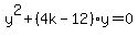 y%5E2%2B%284k-12%29y+=+0