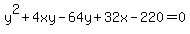 y%5E2%2B4xy-64y%2B32x-220=0