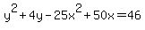 y%5E2%2B4y-25x%5E2%2B50x=46