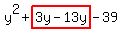 y%5E2%2Bhighlight%283y-13y%29-39
