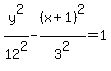 y%5E2%2F12%5E2+-+%28x%2B1%29%5E2%2F3%5E2+=+1