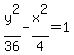 y%5E2%2F36-x%5E2%2F4=1