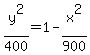 y%5E2%2F400=1-x%5E2%2F900