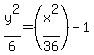 y%5E2%2F6+=+%28x%5E2%2F36%29-1