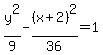 y%5E2%2F9-%28x%2B2%29%5E2%2F36=1