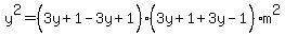 y%5E2=%283y%2B1-3y%2B1%5E%22%22%29%283y%2B1%2B3y-1%5E%22%22%29m%5E2%29