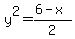 y%5E2=%286-x%29%2F2