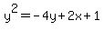 y%5E2=+-4y%2B2x%2B1