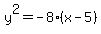 y%5E2=-8%28x-5%29