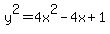 y%5E2=4x%5E2-4x%2B1