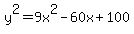 y%5E2=9x%5E2-60x%2B100