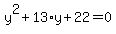y%5E2+%2B+13%2Ay+%2B+22+=+0