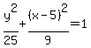 y%5E2+%2F25%2B%28x-5%29%5E2+%2F9++=+1