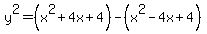 y%5E2+=+%28x%5E2%2B4x%2B4%29-%28x%5E2-4x%2B4%29